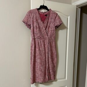 Banana Republic Pink Tweed Midi Dress